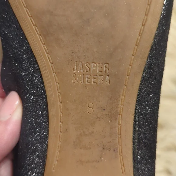 Anthropologie Jasper & Jeera Rani Jeweled Beaded Flats Metallic Black gray Sz 8 - Picture 4 of 4
